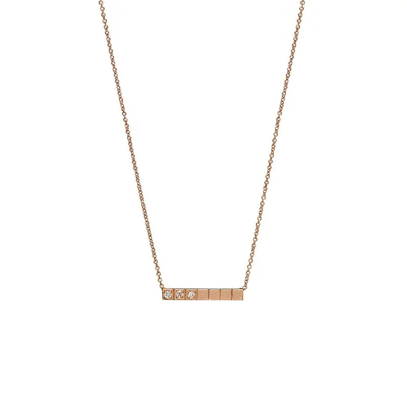 women’s engraved pendant necklaces-14 Karat Rose Gold Bar Diamond Necklace