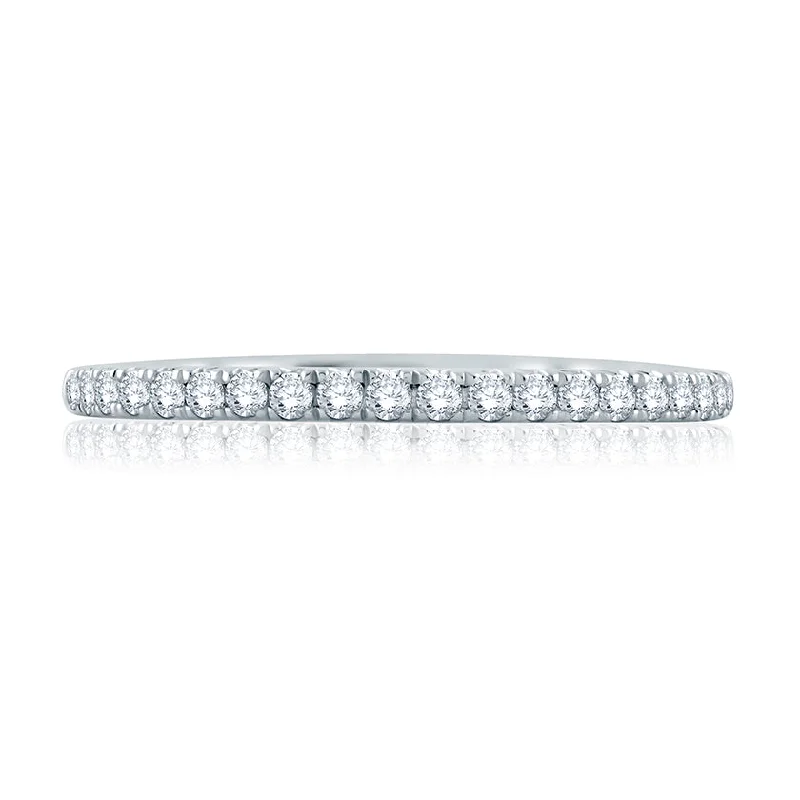 women’s engagement rings with diamond accents-A.Jaffe Delicate Diamond Quilted Wedding Band MR2168Q/24