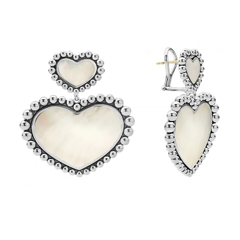 women’s oversized earrings-Double Heart Earrings