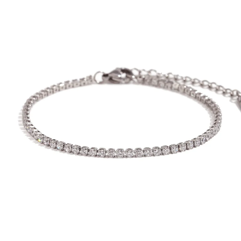 2mm Zircon Chain Bracelet - Silver