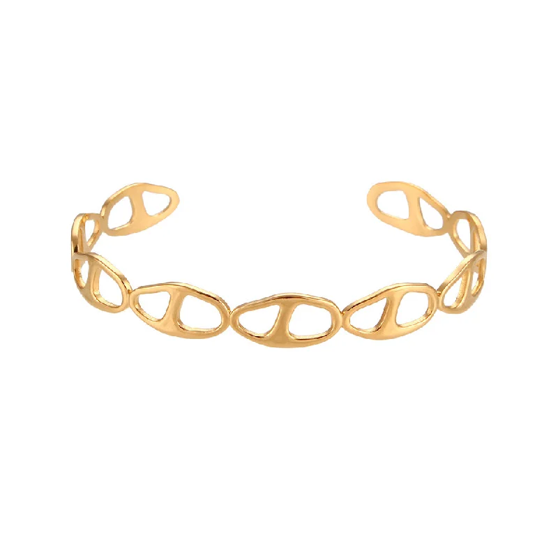 Adjustable Opening Irregular Pig Nose Bracelet - Gold