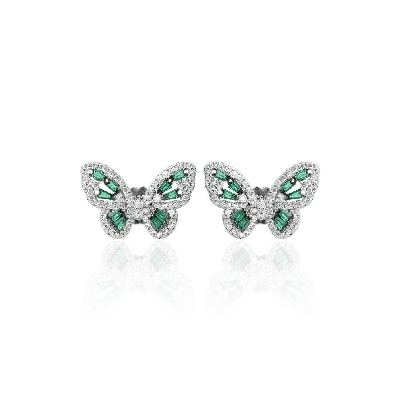 women’s clip-on earrings-Silver "The Glowing Butterflies" Earrings