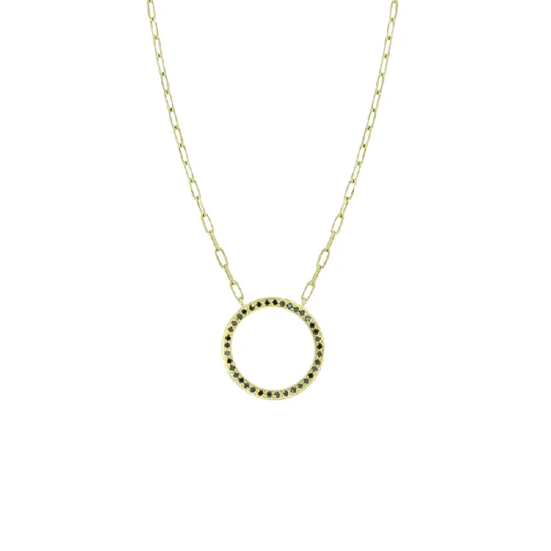 women’s diamond chain necklaces-18 Karat Yellow Gold Eternity Necklace with Black Diamonds