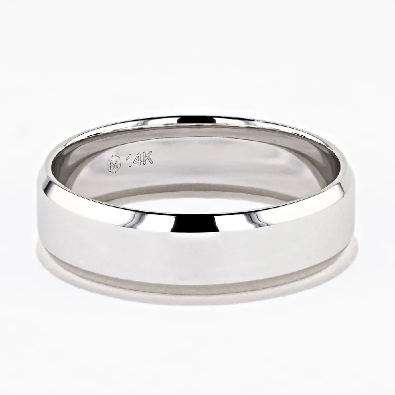 women’s platinum halo engagement rings-Ridge Mens Wedding Band (RTS) - 14k White Gold