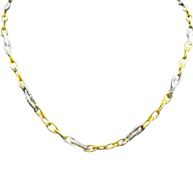 women’s trendy necklaces-Yellow and White Gold Fancy Link Necklace