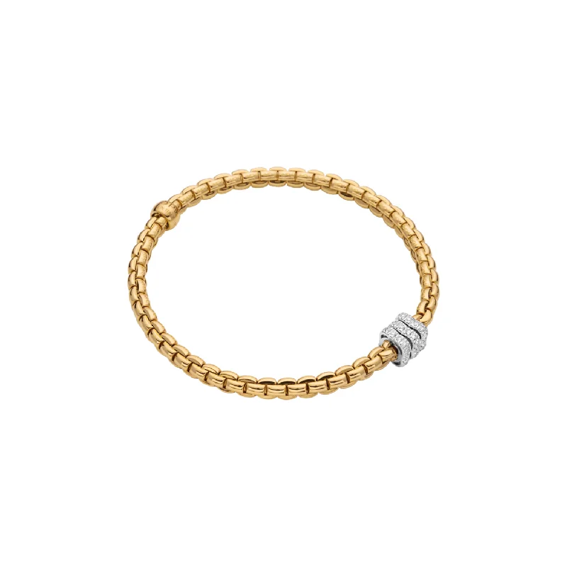 women’s silver tennis bracelets-FOPE 18K Gold Eka Scalloped Triple Rondel Diamond Flex'It Bracelet