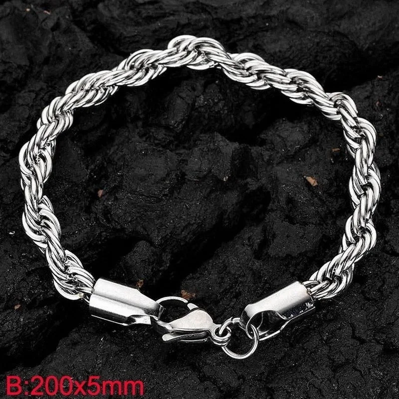 Steel Color (Width 5mm)|Bracelet 8 Inches (Length 20cm)