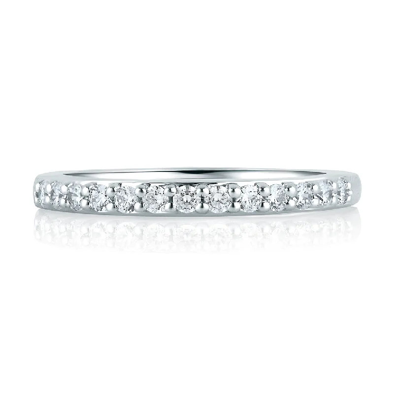 women’s round cut engagement rings-A.Jaffe Signature Shared Prong Set Diamond Wedding Band MRS057/26