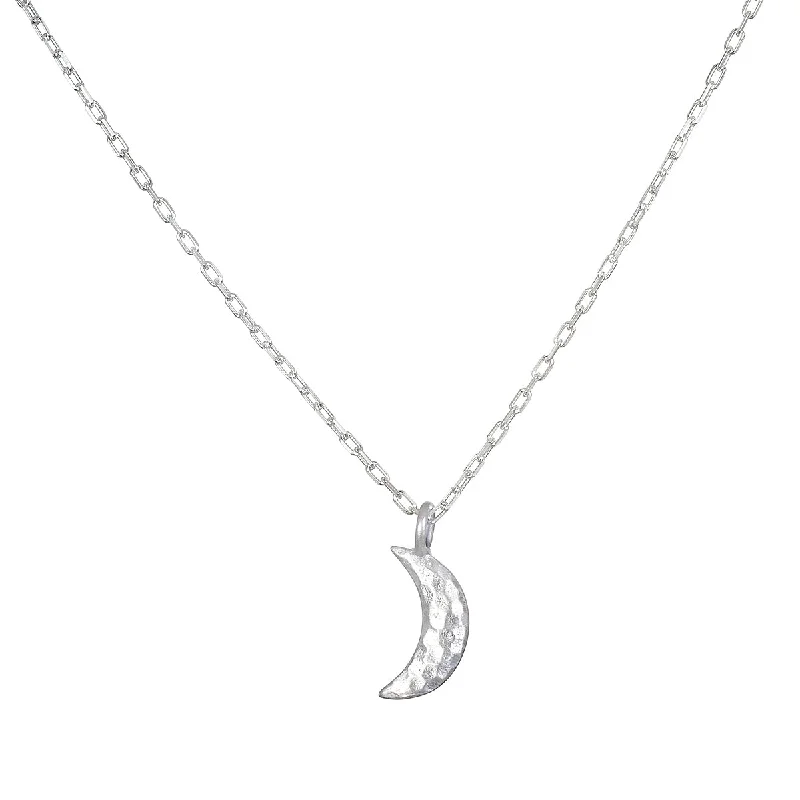 women’s geometric necklaces-Bestow Light Crescent Moon Silver Necklace