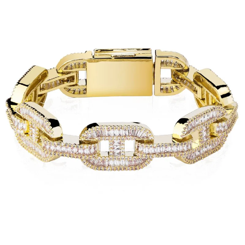 women’s designer bracelets-Baguette Mariner Iced Out Hip Hop Bracelet