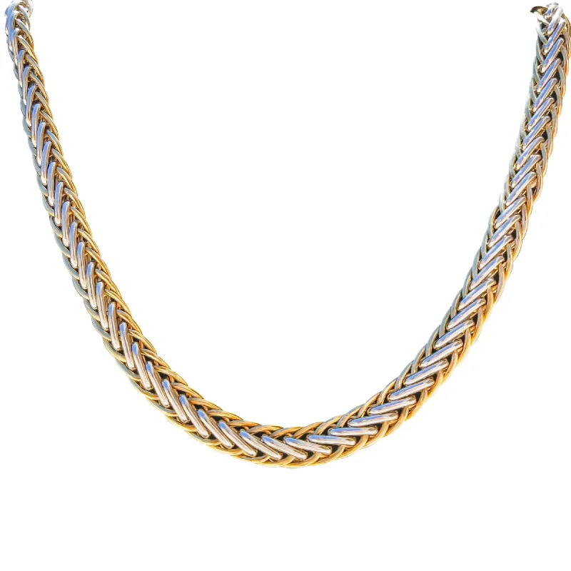 women’s butterfly necklaces-9 kt Yellow and White Gold Necklace with Signoretti Clasp