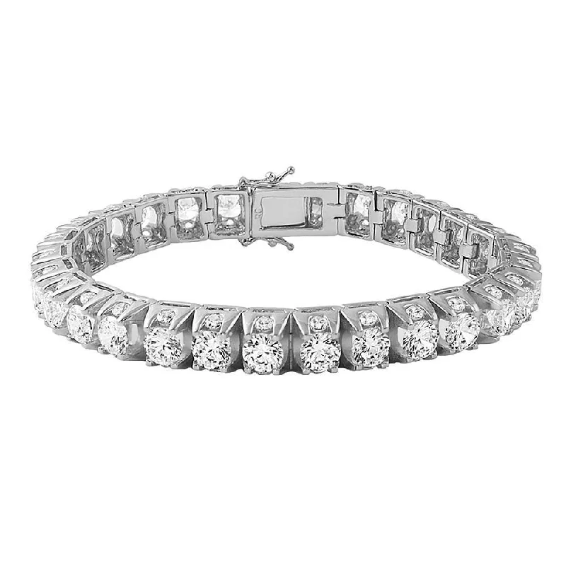 women’s bangle sets-3D Thick Tennis Bracelet in Rhodium