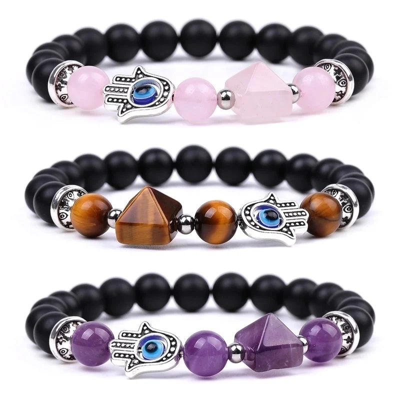 women’s handmade bracelets-Fashion Devil's Eye Palm Artificial Crystal Stone Irregular Beaded Polishing Bracelets 1 Piece