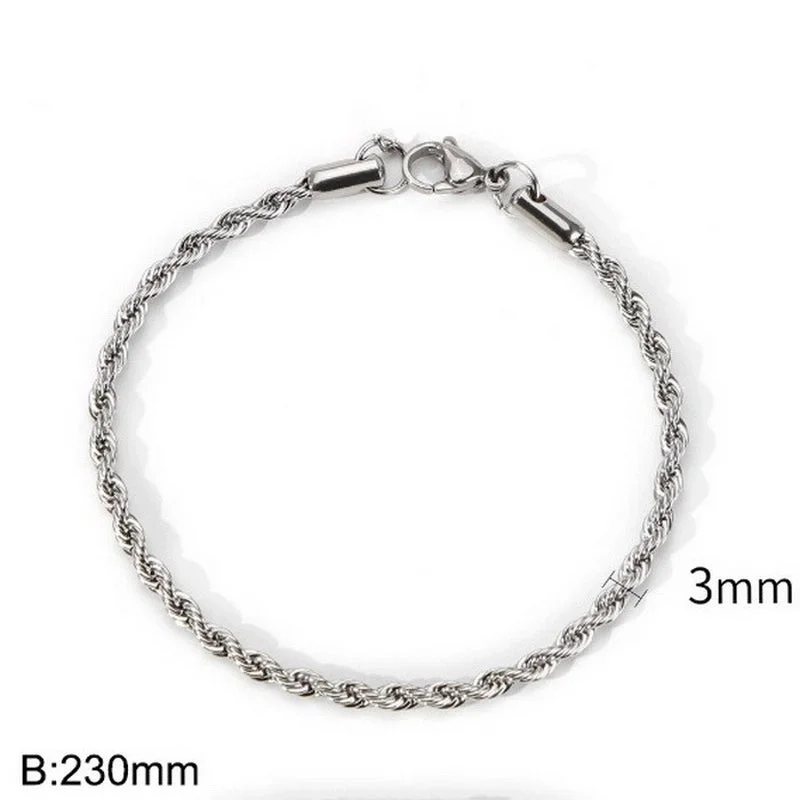 Steel Color (Width 3mm)|Bracelet 9 Inches (Length 23cm)