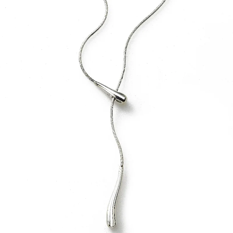 women’s simple silver necklaces-Lariat Style Y Necklace, 16 inch, Sterling Silver, by Sharelli