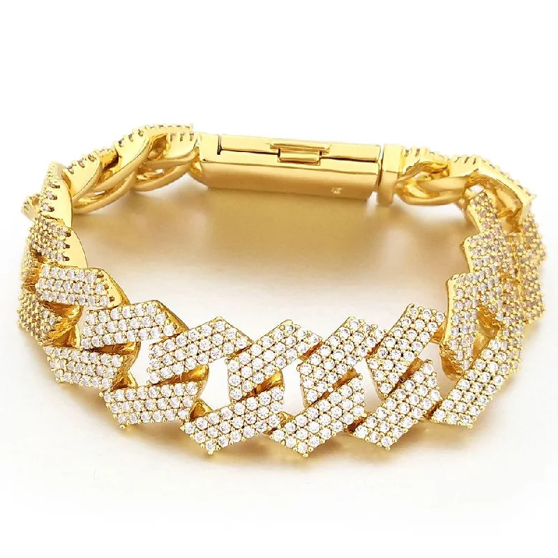 women’s stackable bracelets-Triple Sharp Cuban 19MM Bling Bling Bracelet