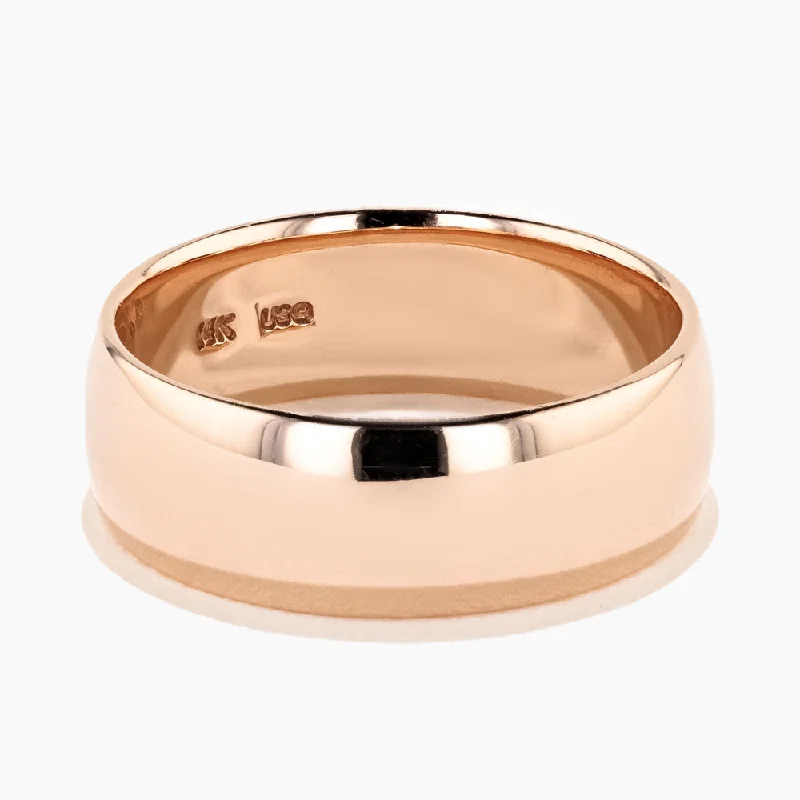 women’s engagement rings with colored gemstones-Comfort Fit Wedding Band - 14K Rose Gold, 7mm, Size 8.5 (RTS)