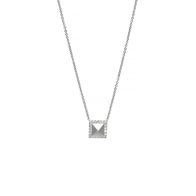 women’s boho necklaces-14 Karat White Gold Diamond Necklace