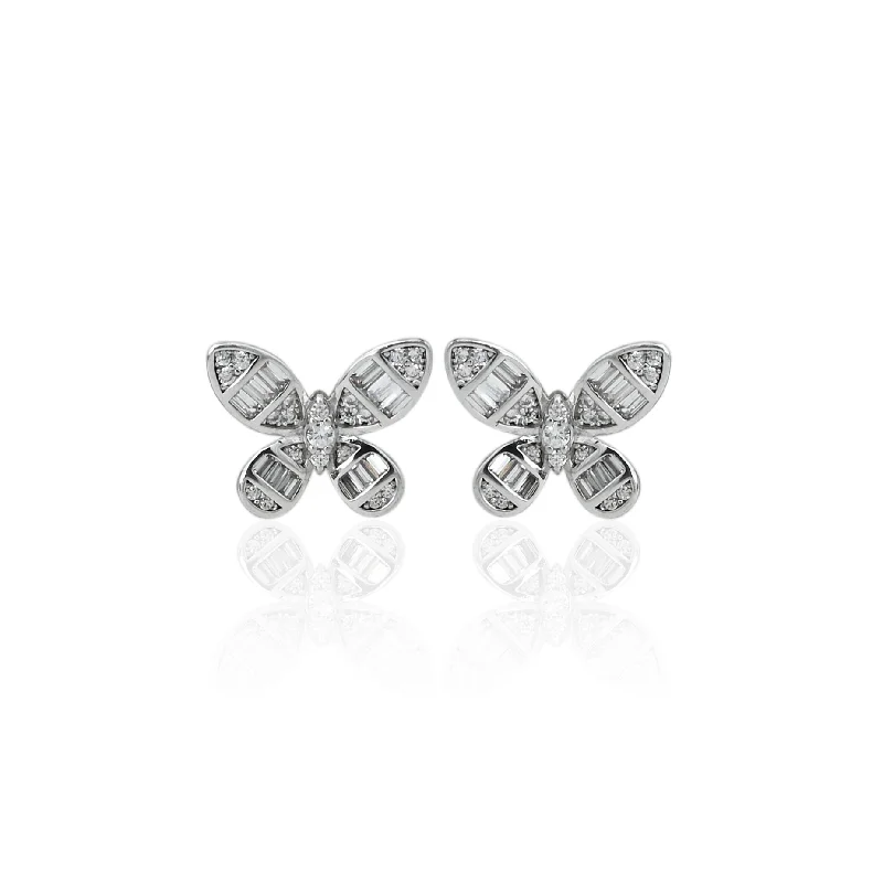 women’s gold drop earrings-Silver "Gleaming Butterfly" Girls Earrings