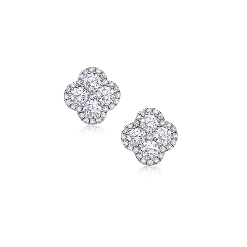 women’s heart-shaped earrings-Diamond Precious Pastel Clover Stud Earrings