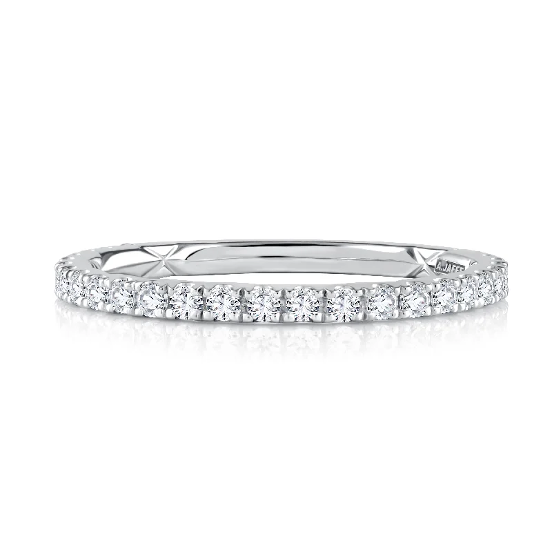 women’s eco-friendly engagement rings-A.Jaffe Classic Pavé Diamond Quilted Wedding Band MRCRD2385Q/42