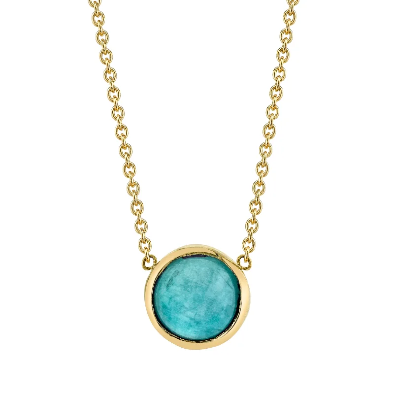 women’s diamond chain necklaces-Round Cab Necklace - Amazonite