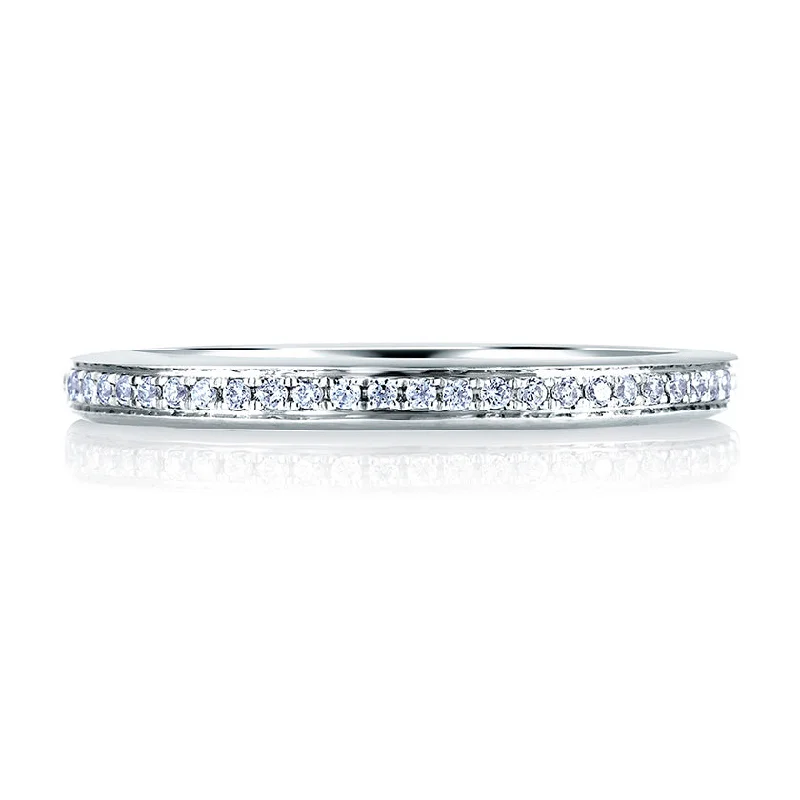 women’s engagement rings with diamonds and sapphires-A.Jaffe Elegant Pavé Set Diamond Wedding Band MR1585/12