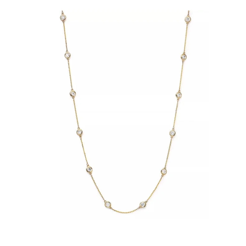 women’s minimalist gold necklaces-14k Yellow Gold 2.57ctw 18 Inch 3.75mm Diamond by the Yard Necklace