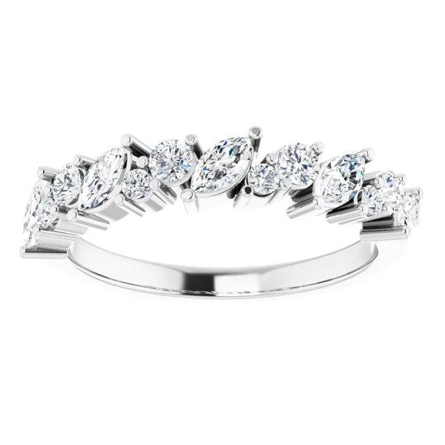 women’s engagement rings with side stones-0.86 ct. Marquise And Round Diamond  Wedding Band