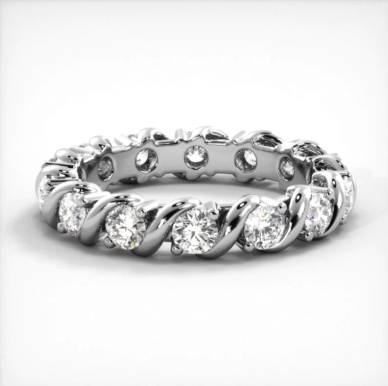 women’s engagement rings with a twist-1.05 ct. Round Diamond Eternity Wedding Band