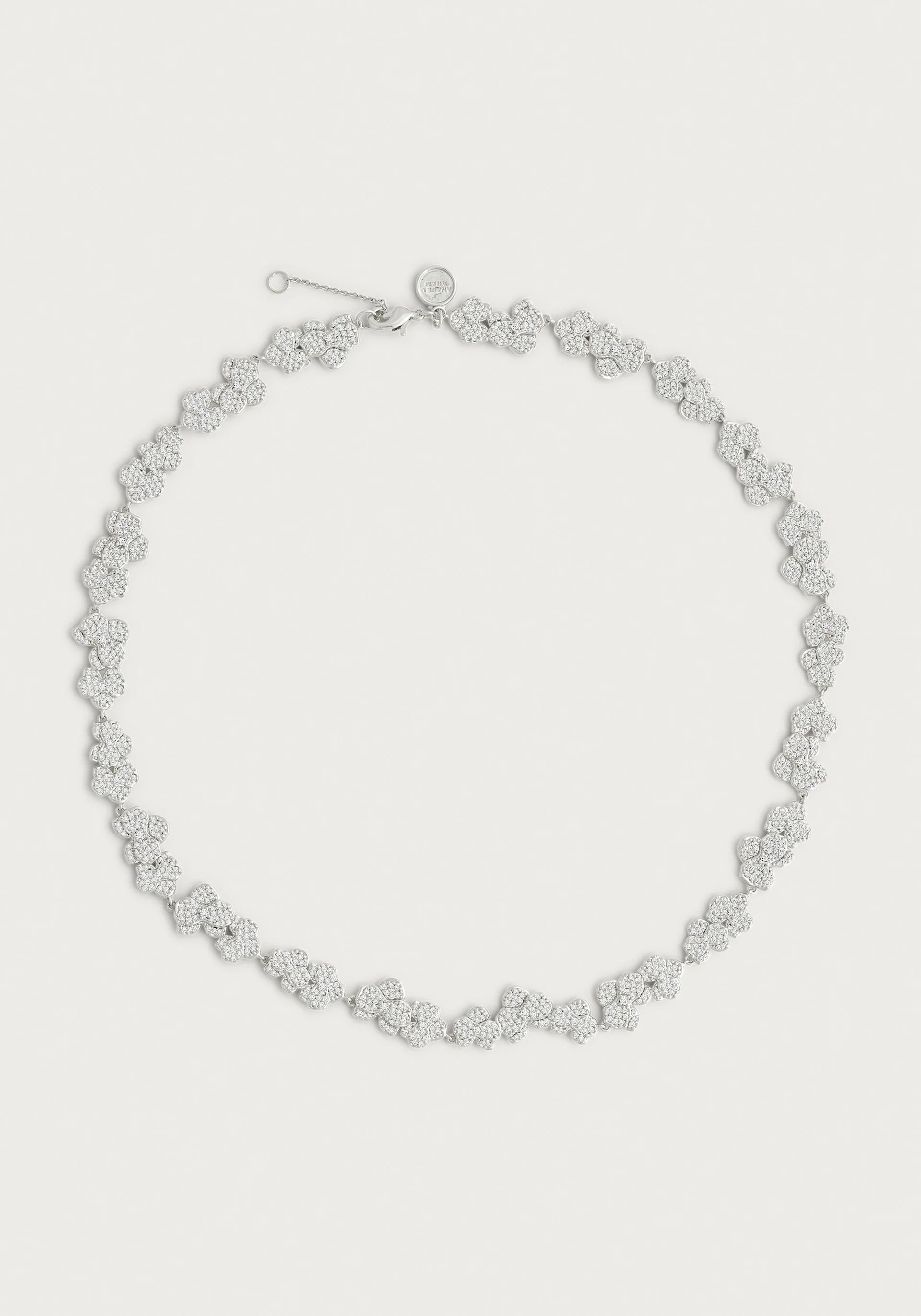 women’s glamorous necklaces-Orchid White Pavé Necklace, Silver