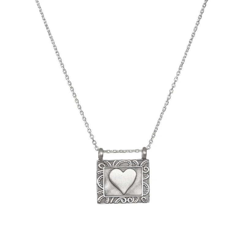 women’s gemstone chain necklaces-Heart Centered Silver Necklace