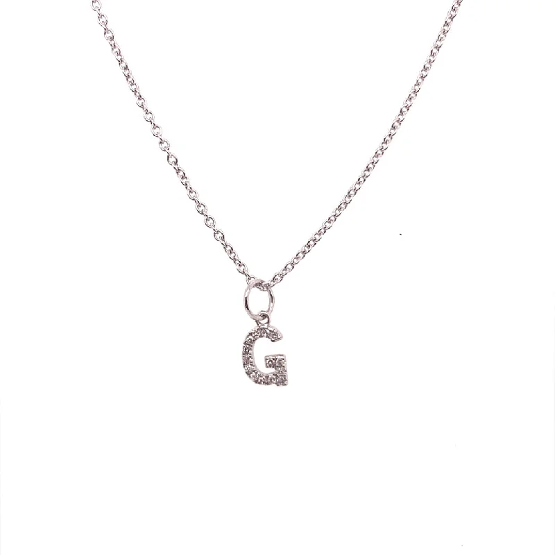 women’s classic necklaces-0.05 Carat Diamond Initial "G" Necklace 14K White Gold