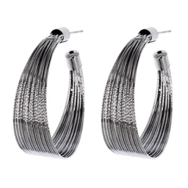 women’s heart earrings-Hematite Large Hoop Earrings