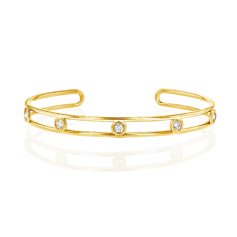 women’s gold cuff bangles-Bubble Diamond Cuff