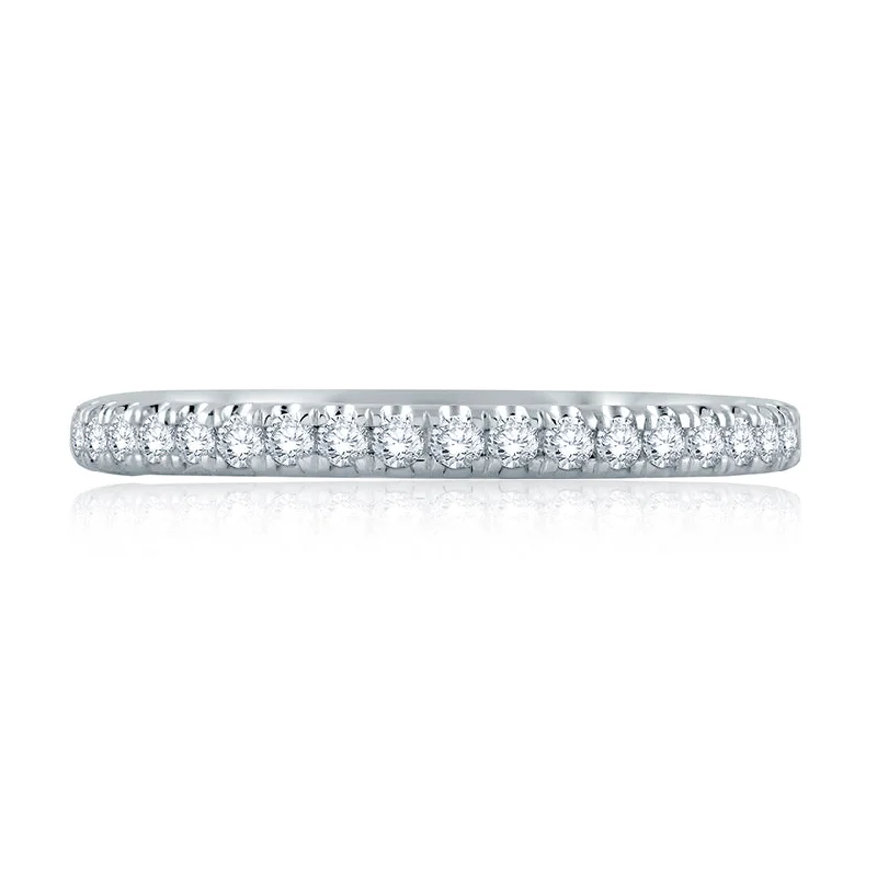 women’s princess diamond rings engagement-A.Jaffe French Pavé Set Diamond Quilted Wedding Band MR2135Q/34