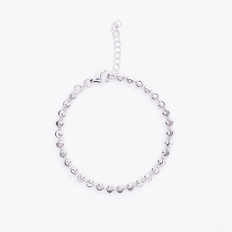 women’s sparkling silver bangles-Silver Moon Bead Bracelet