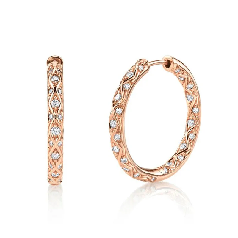 women’s luxury pearl earrings-Criss Cross Artisan Pave Hoop Earrings