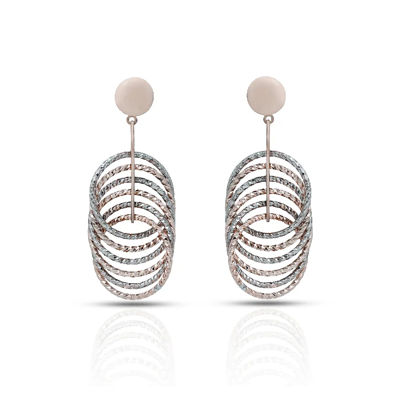 women’s chunky earrings-Layered Teardrop Silver Dangle Earrings with a Unique Textured Pattern