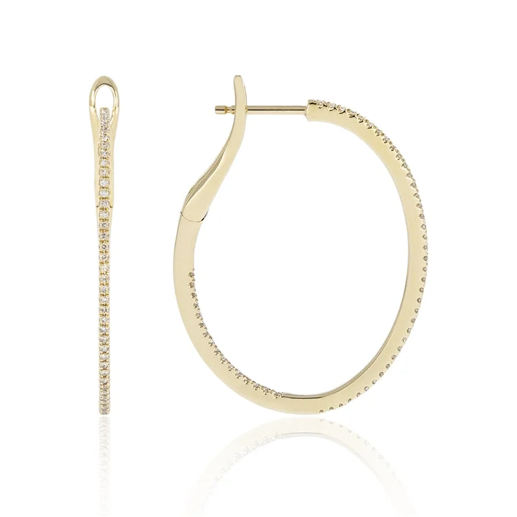 women’s chunky earrings-Luvente 14K Inside Out Hoop Earring E03034