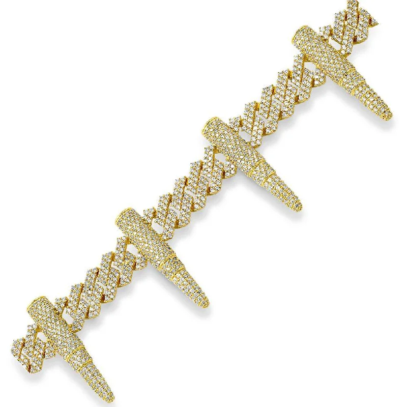 women’s antique gold bangles-Bullet Cuban Link Iced Out Hip Hop Bracelet