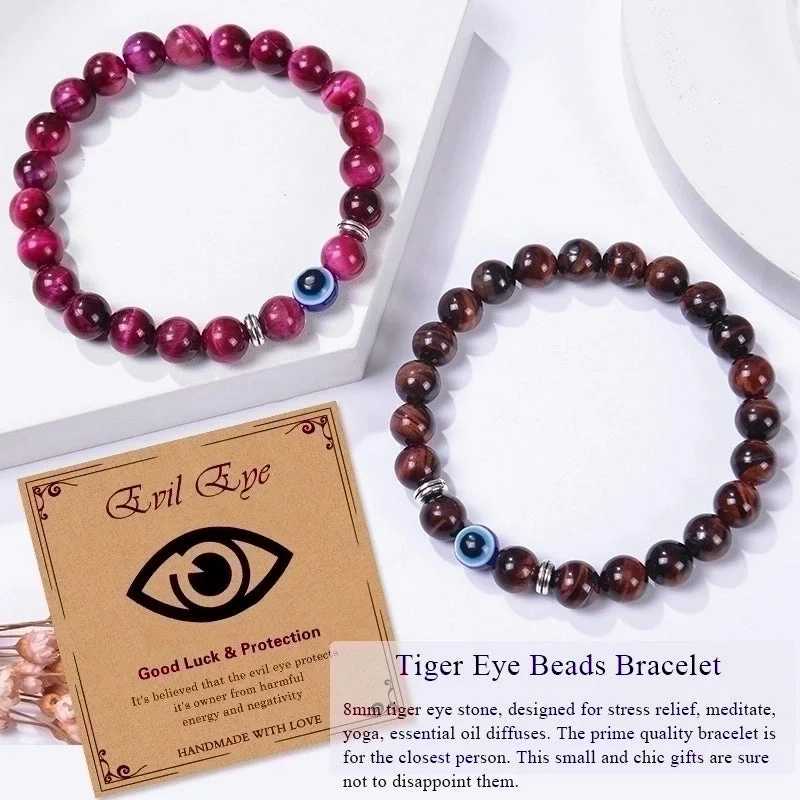 women’s fashion charm bangles-Ethnic Style Devil's Eye Natural Stone Beaded Bracelets