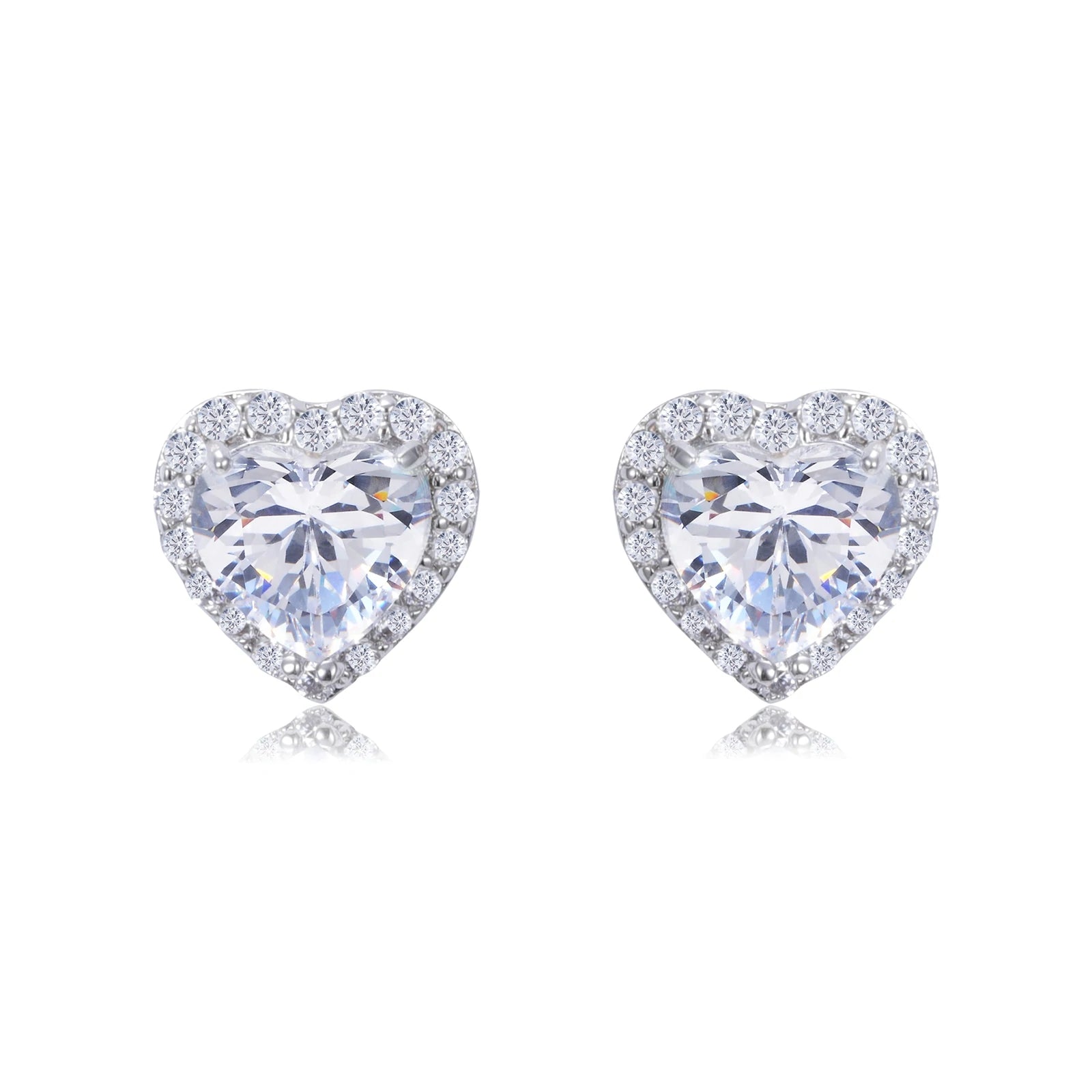 women’s heart earrings-Maria 11mm Heart Halo Stud Earrings | 1.2ct