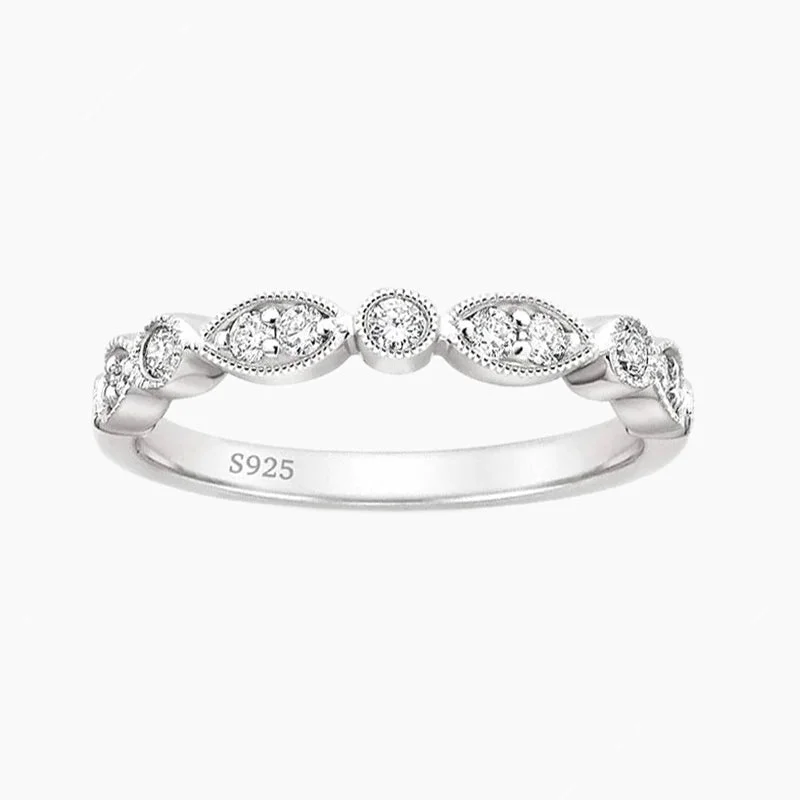 women’s pear-shaped engagement rings-925 Sterling Silver Wedding Band Eternity Stackable Ring