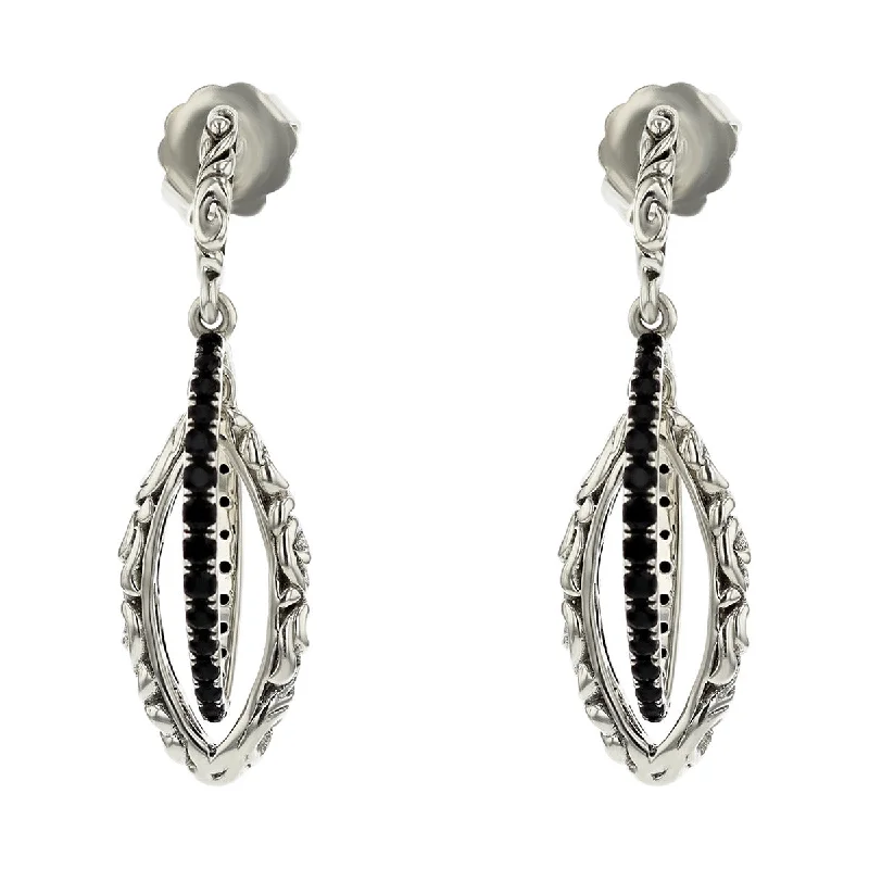 women’s fashion-forward earrings-Charles Krypell Black Sapphire Drop Earrings