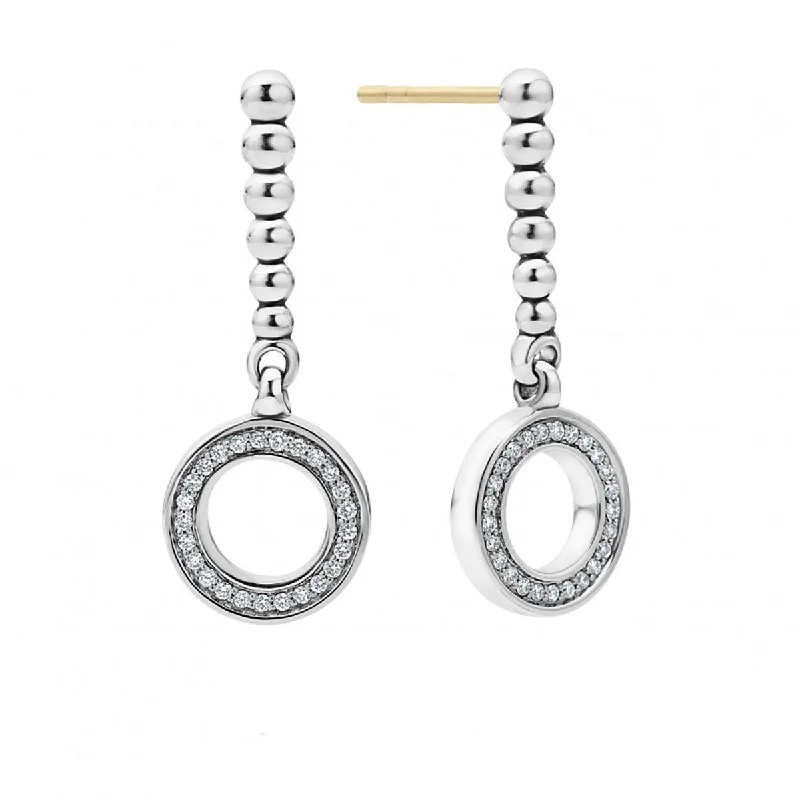 women’s engagement earrings-Diamond Circle Drop Earrings