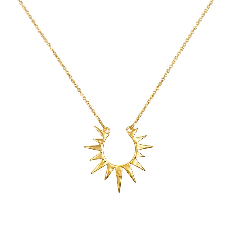 women’s engraved pendant necklaces-Incandescent Glow 14kt Gold Starburst Necklace