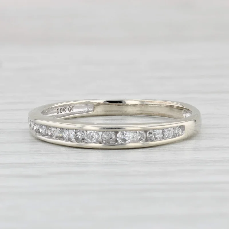 women’s diamond and sapphire engagement rings-0.22ctw Diamond Wedding Band 10k White Gold Size 7.25 Stackable Ring