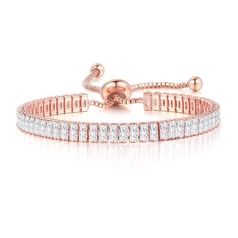 Rose Gold 2.5 * 5mm Rectangular White Stone