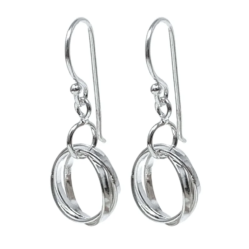 women’s matching jewelry earrings-Interlocking Sterling Silver Circle Earrings